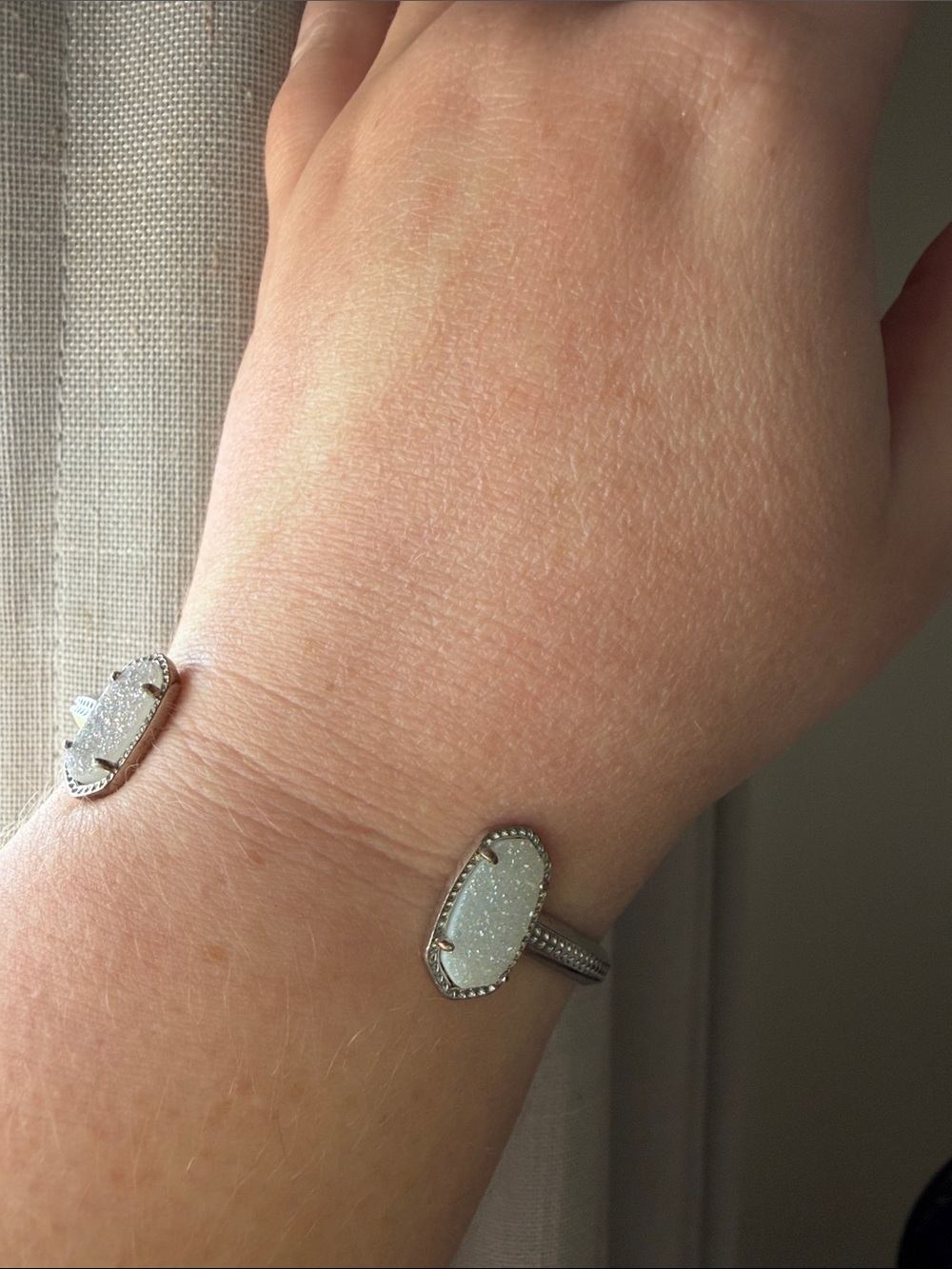 Kendra Scott Silver White Druzy Open Cuff Bracelet